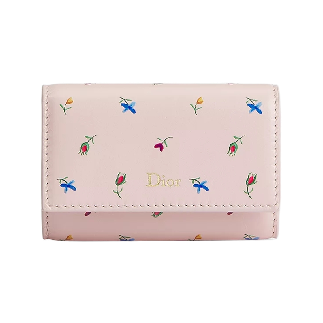 S2406OUJE-M03I Dior Dioramour Dior Glycine Wallet with Revolution Flowers Motif Print Exhale Pink Lambskin Multicolor