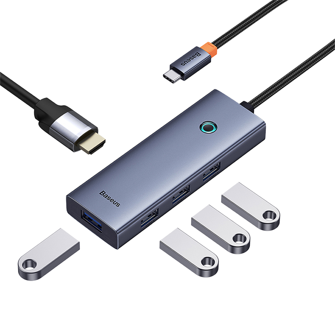 베이스어스 USB 허브 멀티 포트 스마트 미러링 울트라조이 5 in 1 4K 30Hz