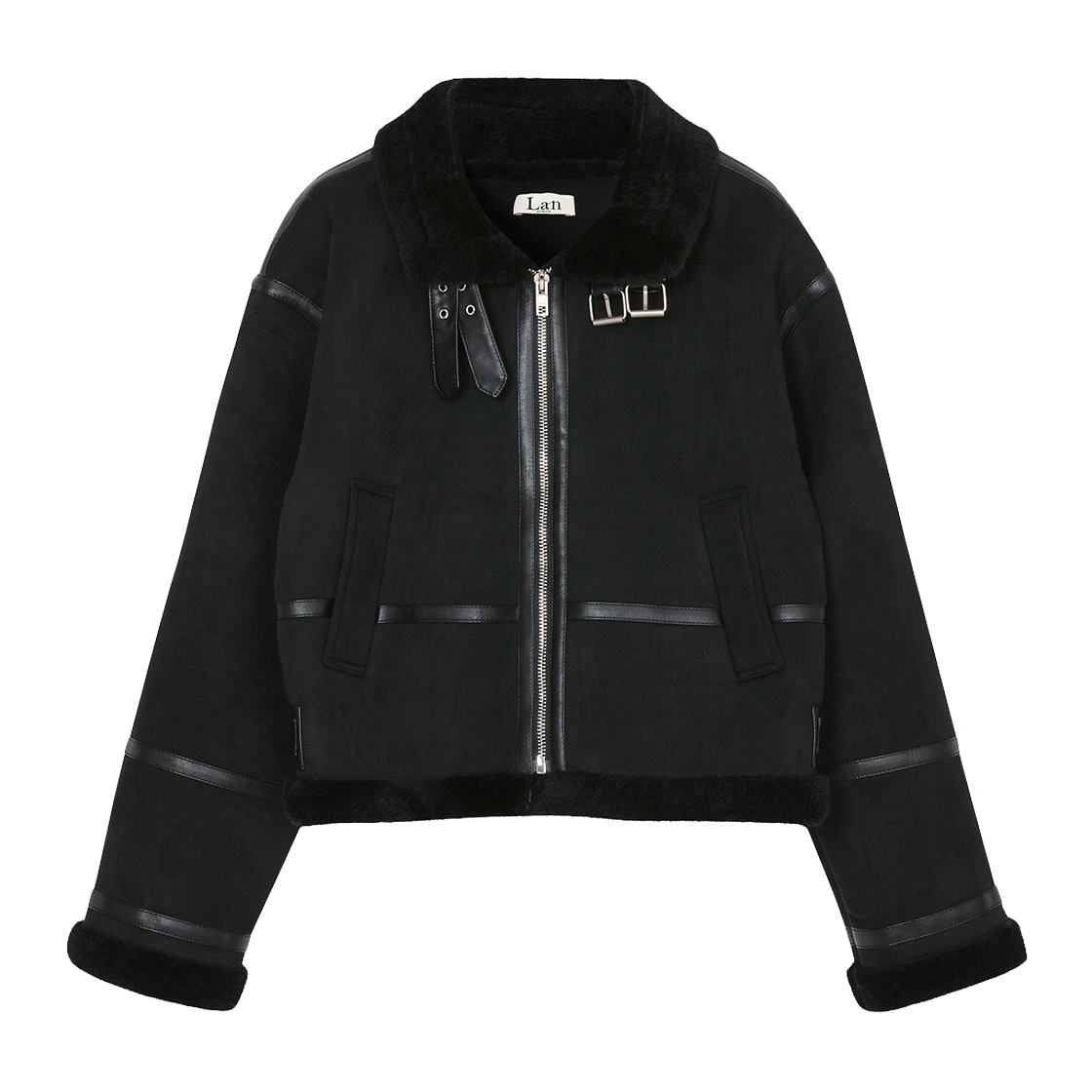 랜 아카이브 0032 더블 버클 하이넥 무스탕 (BK)(LAN ARCHIVE 0032 Double Buckle High Neck Mustang (BK)) - 3