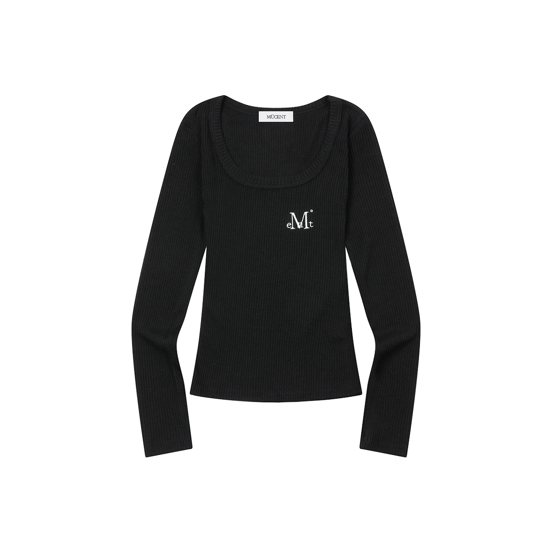 무센트 에라 유넥 골지 긴팔 티 (6컬러) 블랙(MUCENT Era U-Neck Long Sleeve T (6Color) Black)