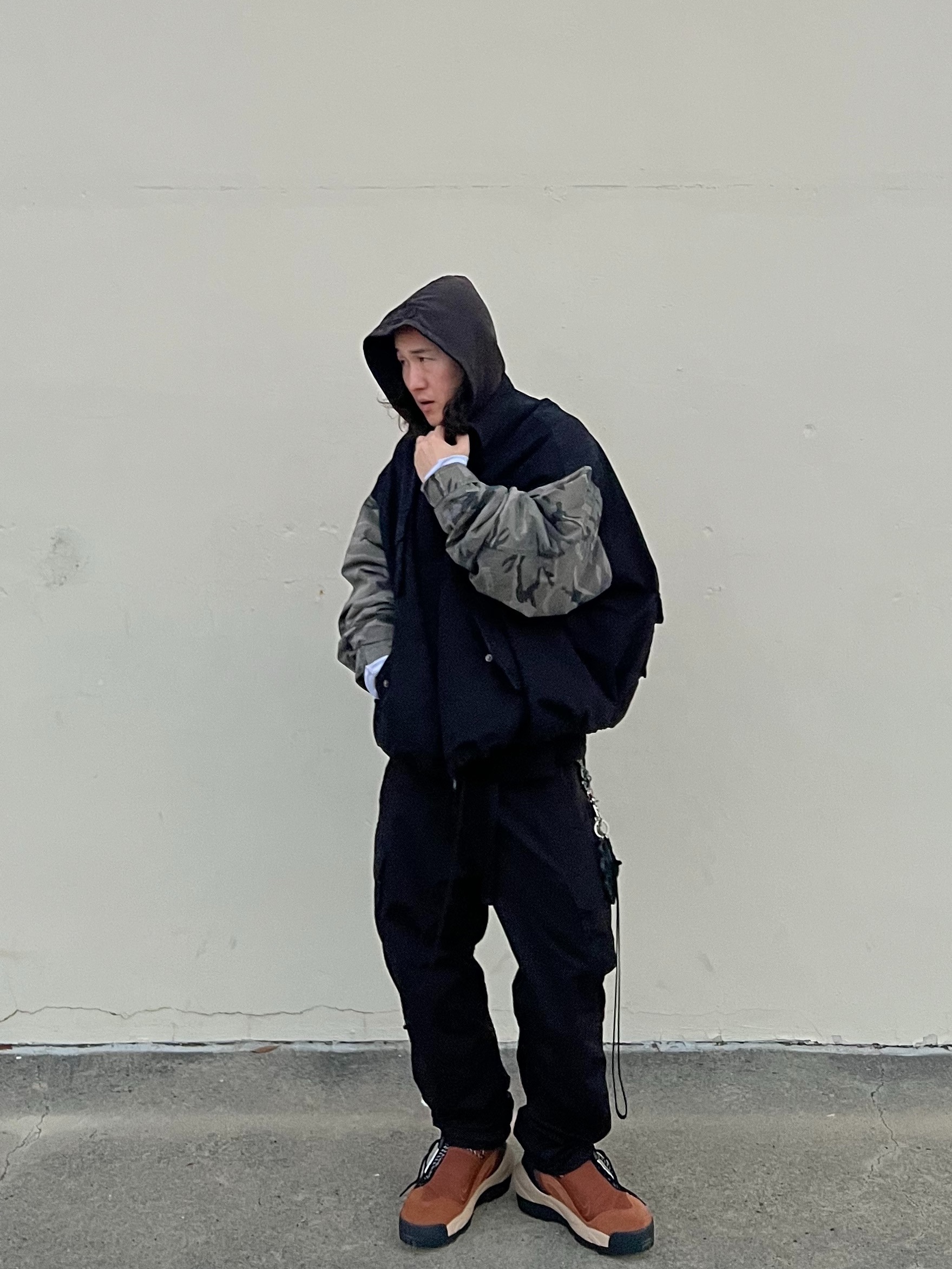 Nike x Sacai Magmascape SP Pecan, Undermycar Morph Oversized Crop Field Jacket Rock Ridge - 23SS 착용 스타일 - 2