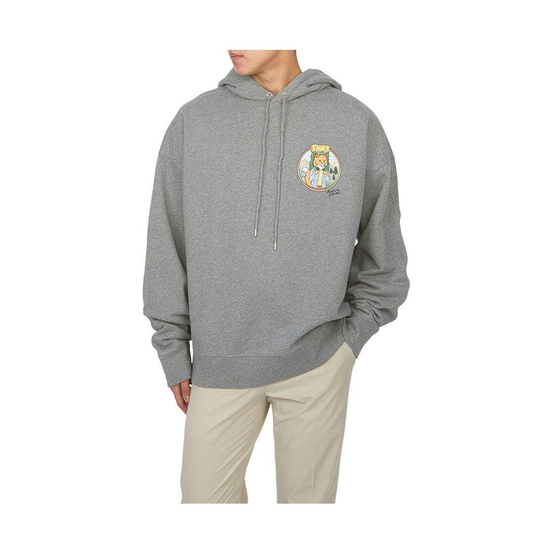 [20% 쿠폰] 메종 키츠네 램블링 폭스 오버사이즈 후드 미디움 그레이 멜란지([20% 쿠폰] Maison Kitsune Rambling Fox Oversize Hoodie Medium Grey Melange) - 5