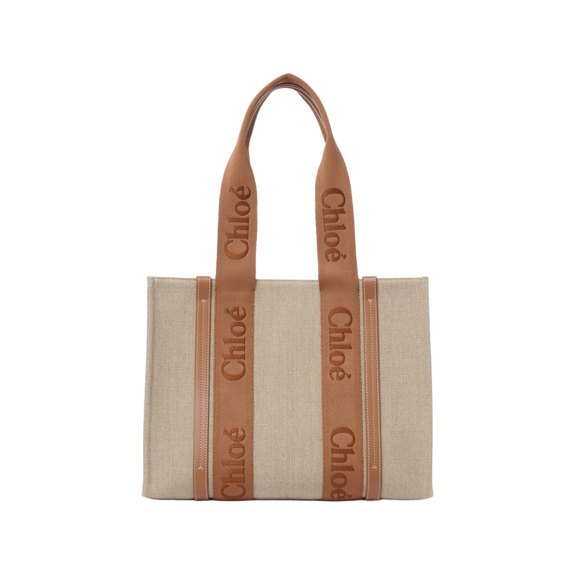 CHC23AS383L1725S Chloe Linen Woody Tote Bag Dusty Tan