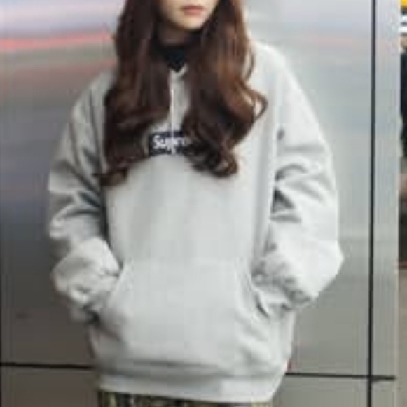 Supreme Box Logo Hooded Sweatshirt Heather Grey - 25FW 착용 스타일 - 2