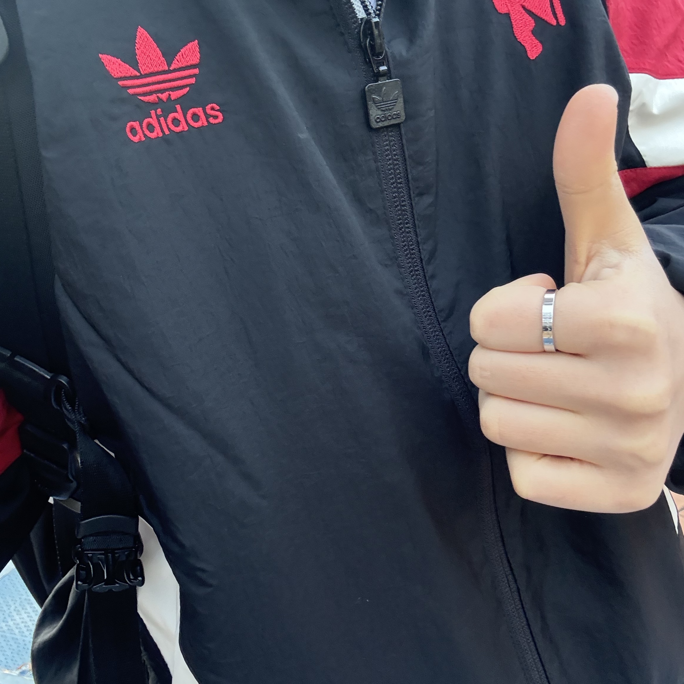 Adidas Manchester United Originals Track Top Black Red - KR Sizing 착용 스타일
