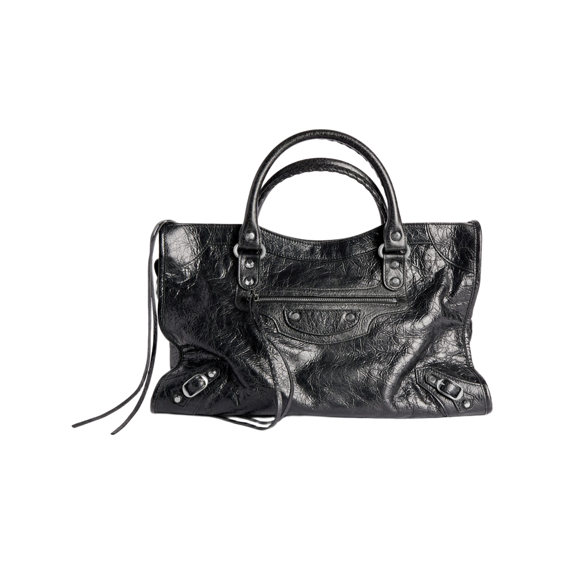 8230582AA9S1000 Balenciaga Le City Medium Bag Black Silver