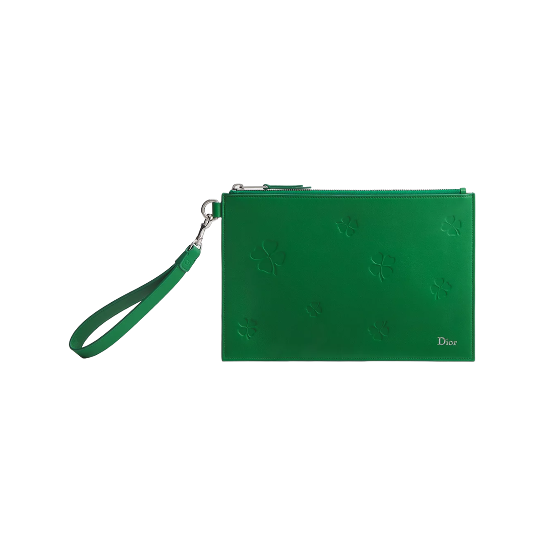 2ESCA643TRF-H607 Dior Clover Embroidery Calfskin A5 Pouch Bright Green