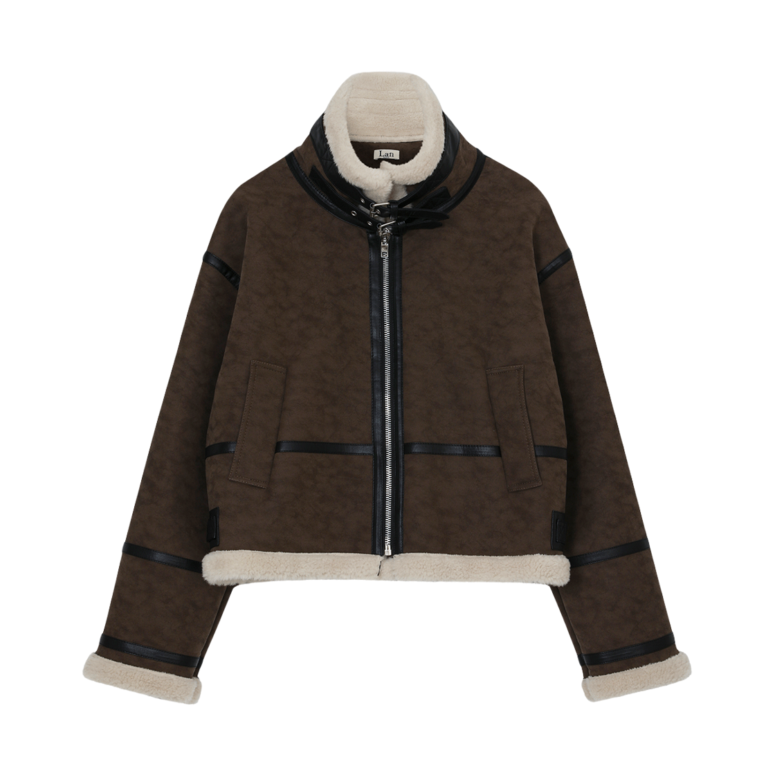 랜 아카이브 0032 더블 버클 하이넥 무스탕 (BR)(LAN ARCHIVE 0032 Double Buckle High Neck Mustang (BR))