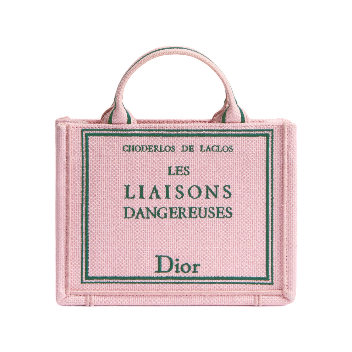 S5584PEHO-M19I Dior Mini Dior Book Tote with Strap Book Cover Embroidery Pink Green
