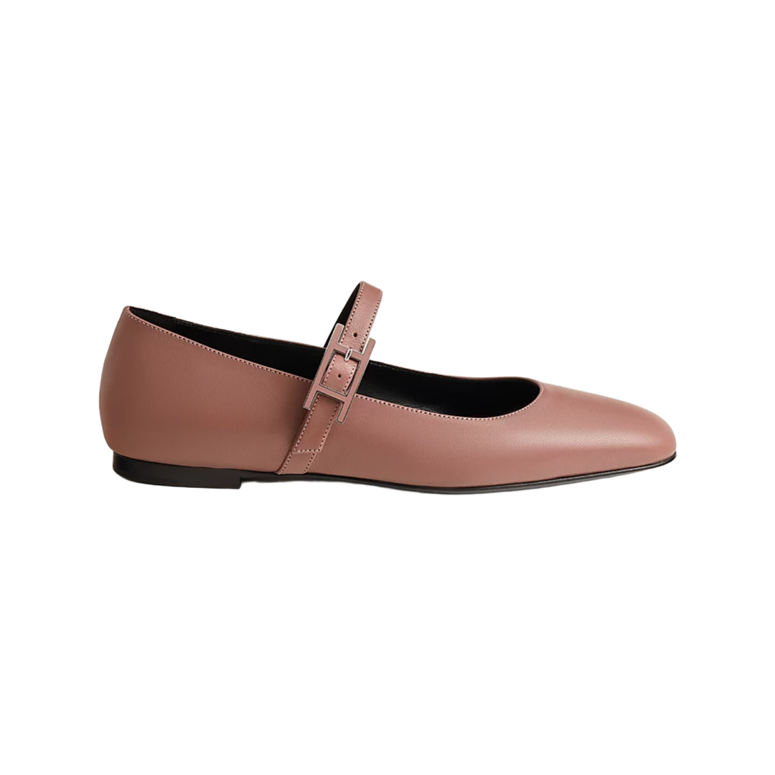 H242047ZRA (W) Hermes Jane Ballet Flats Goatskin & Rose Antique