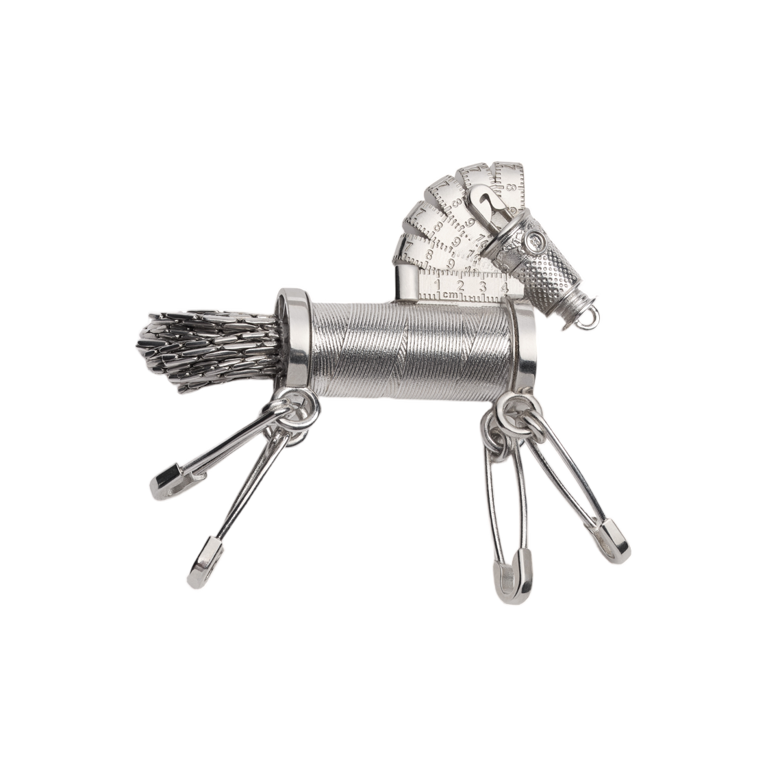 V1820HOMST-D990 Dior Couture Charms Horse Brooch Silver