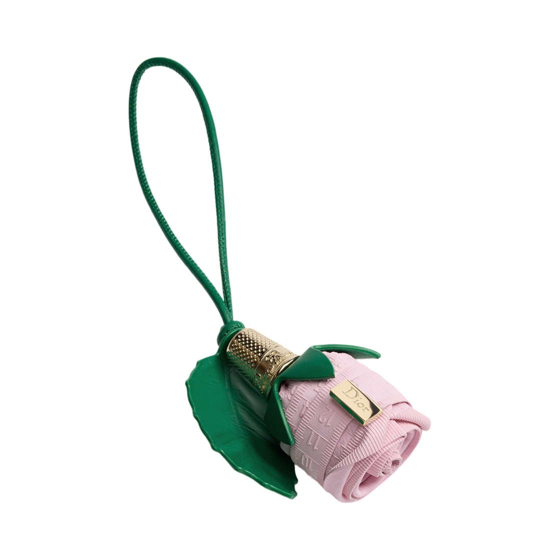 V1890WOMCM-D28K (W) Dior Dioramour Rose Bag Charm Calfskin with Finish Metal Pink Green