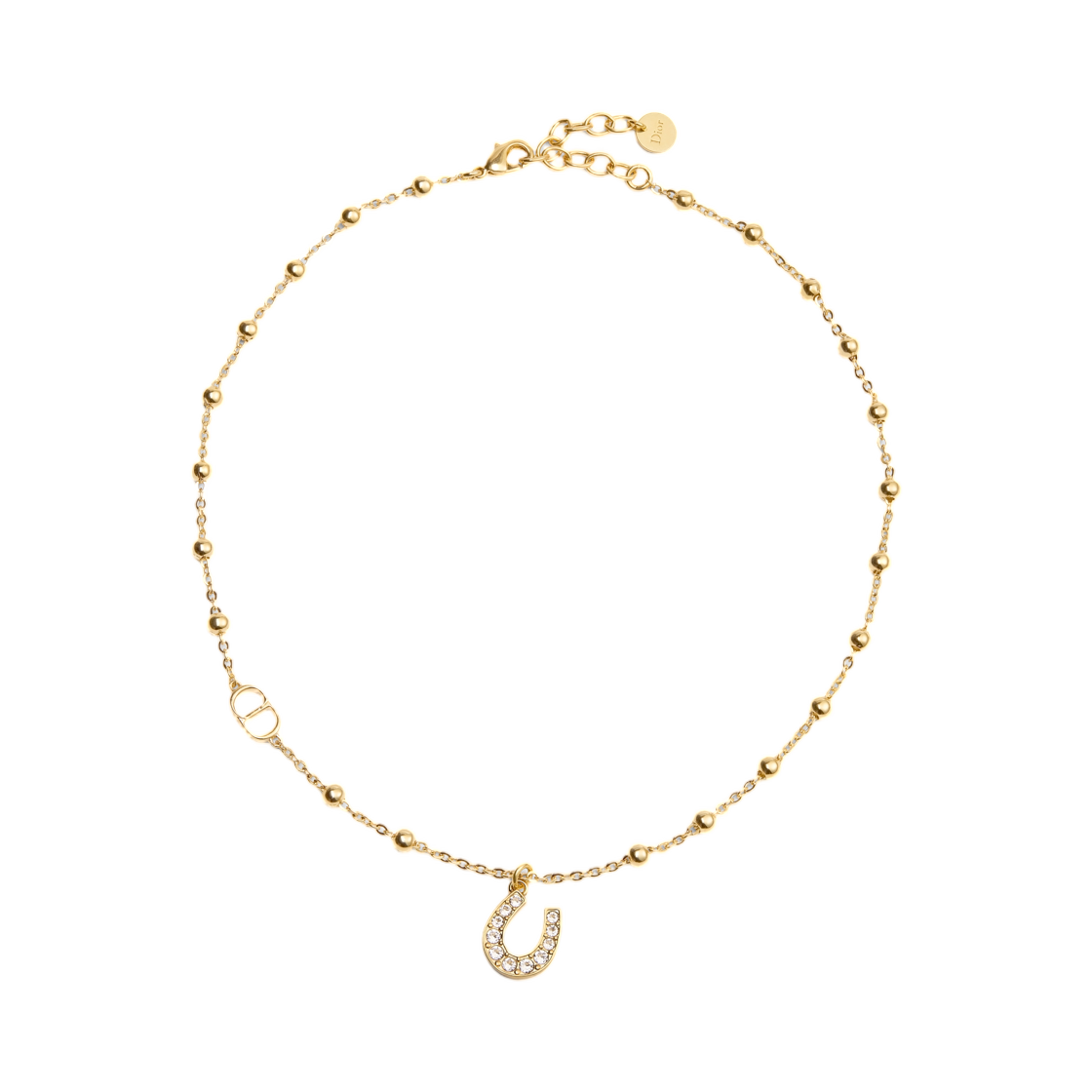 (W) 디올 럭키 디올 네클리스 피니쉬 메탈 앤 크리스탈 골드((W) Dior Lucky Dior Necklace Finish Metal and Crystals Gold) - 1