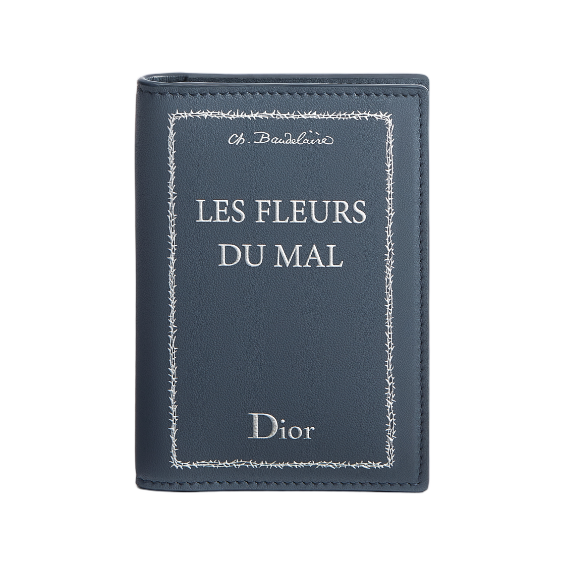 디올 바이폴드 카드 홀더 북 커버 엠보스 카프스킨 화이트(Dior Bifold Card Holder Book Cover Embossed Calfskin Blue White) - 1