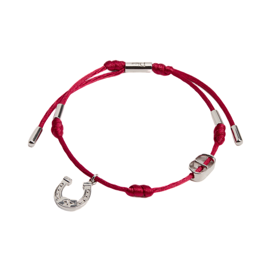 B3198HOMMT-D013 Dior Horseshoe Bracelet Cord Finish Brass and Resin Red