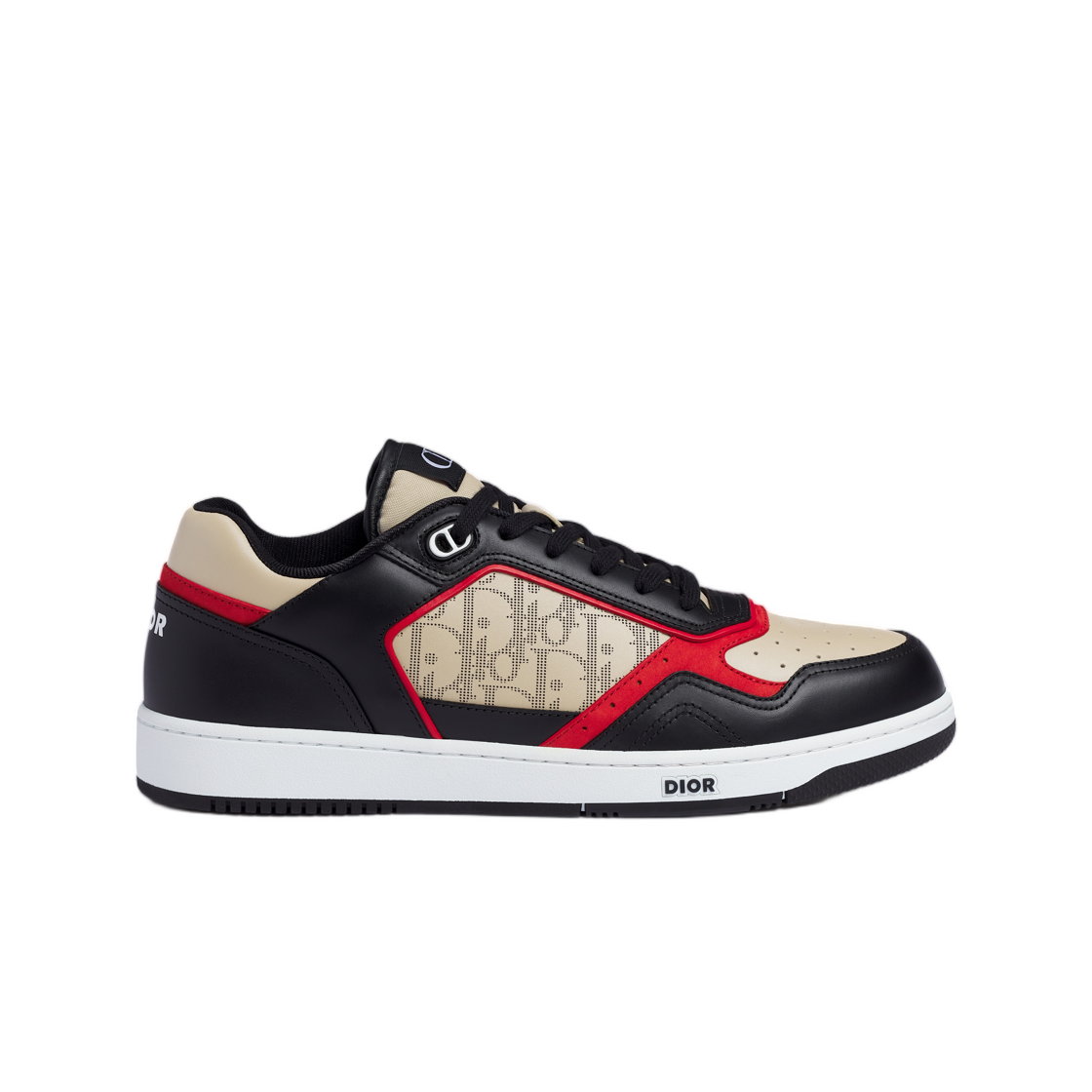 3SN272ZIJ-H961 Dior B27 Uptown Low Top Sneakers Smooth Calfskin with Dior Oblique Galaxy Leather Black Cream Red