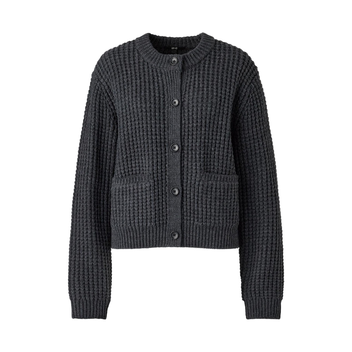 (W) 유니클로 C 와플 니트 가디건 다크 그레이 - JP((W) Uniqlo C Waffle Knit Cardigan Dark Gray - JP)