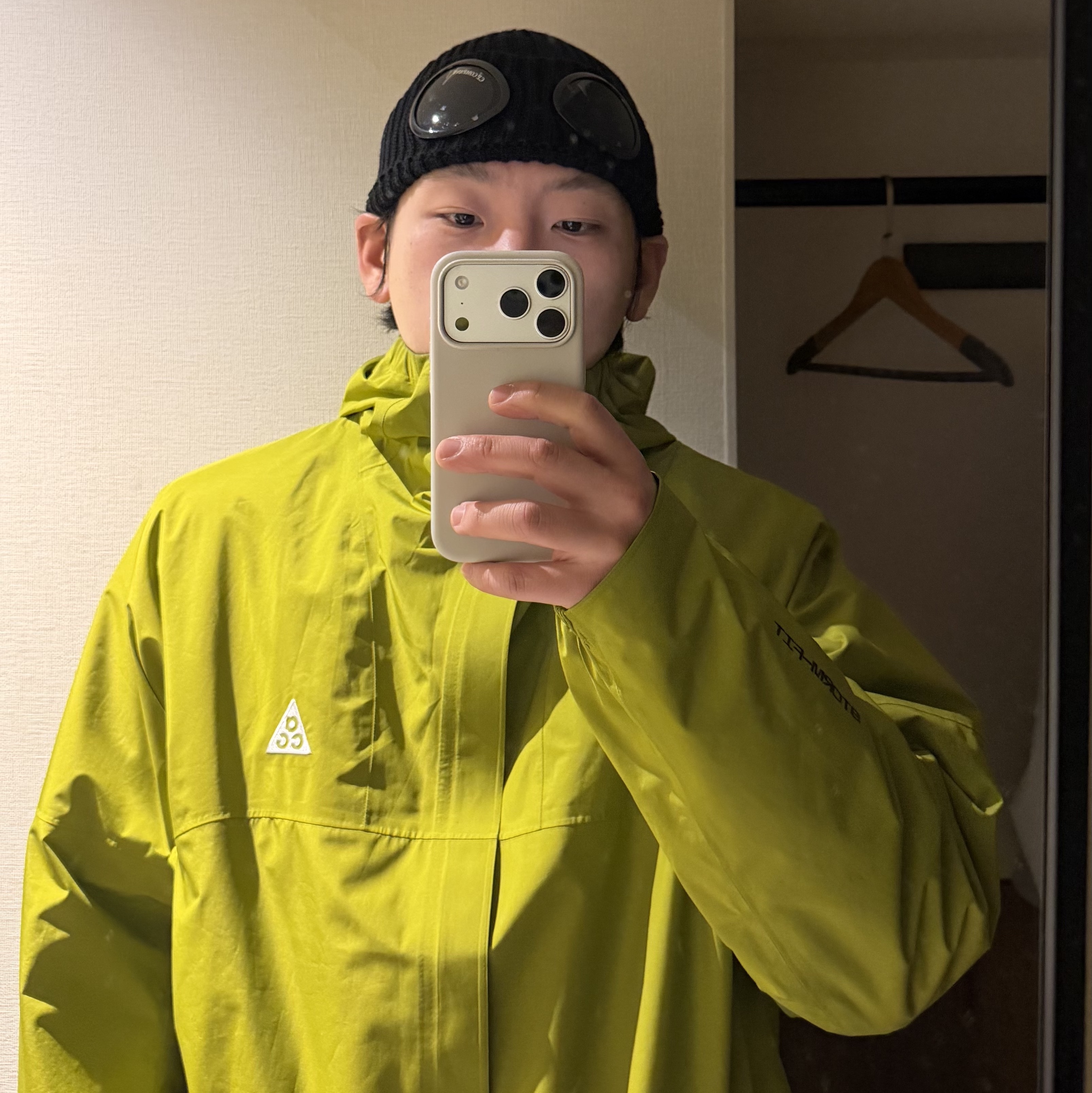 C.P. Company Extra Fine Merino Wool Goggle Beanie Black - 25FW, Nike ACG Storm-Fit ADV Cascade Rains Full Zip Jacket Black - Asia 착용 스타일