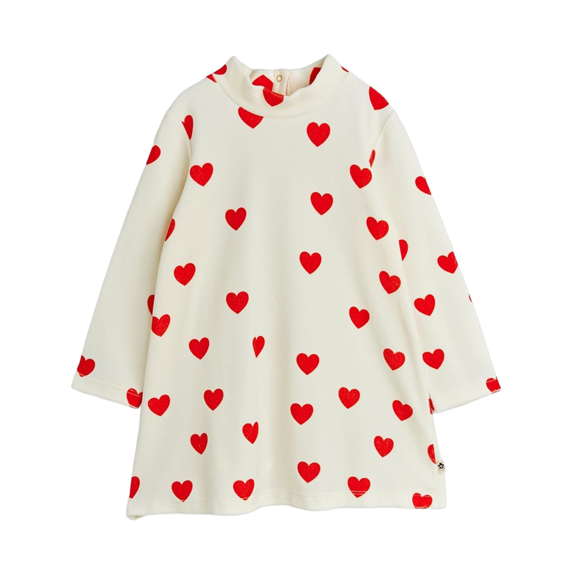 (키즈) 미니 로디니 하트 벨루어 드레스 화이트((Kids) Mini Rodini Hearts Velour Dress White)