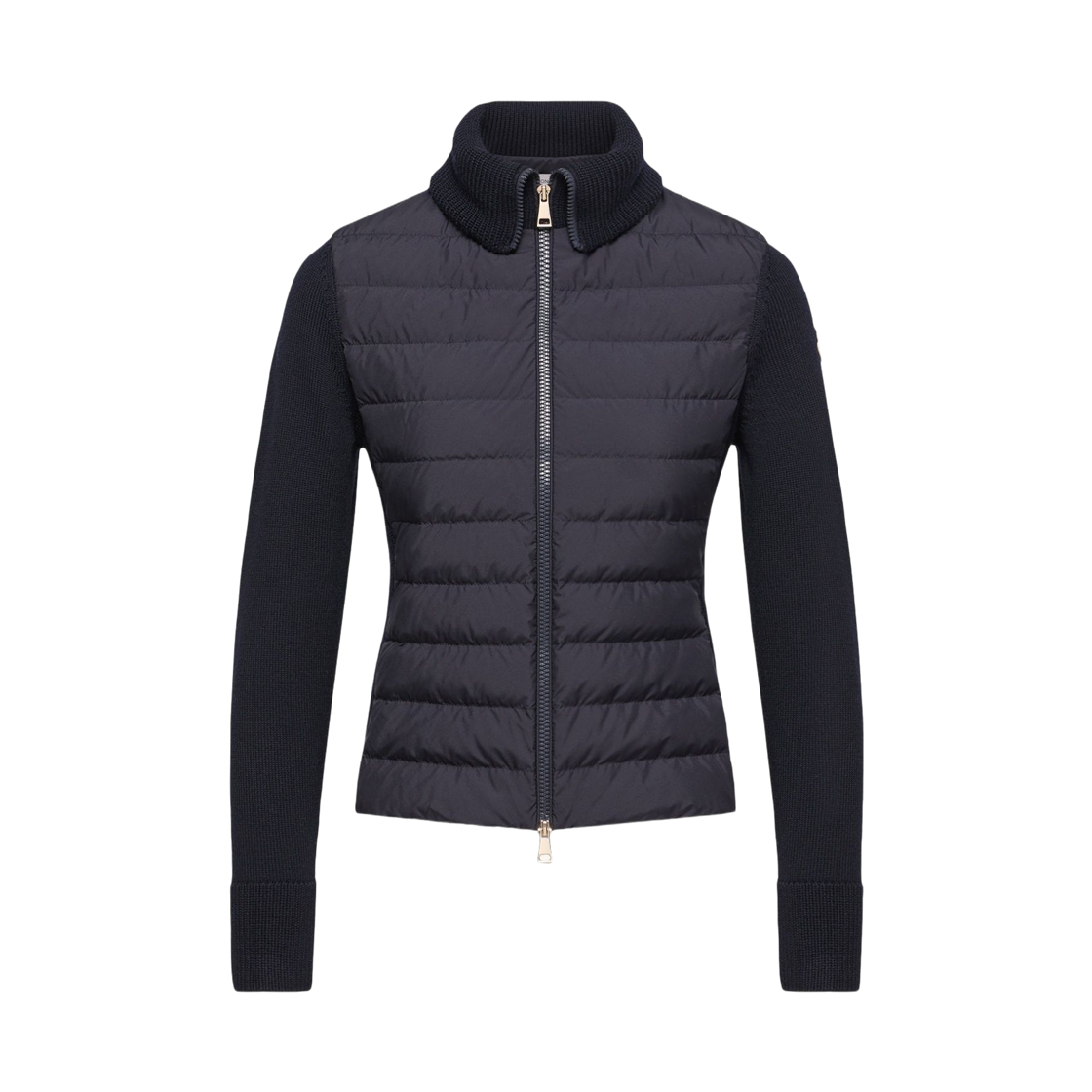 (W) 몽클레르 패딩 울 집업 가디건 네이비 블루 - 26SS((W) Moncler Padded Wool Zip Up Cardigan Navy Blue - 26SS)