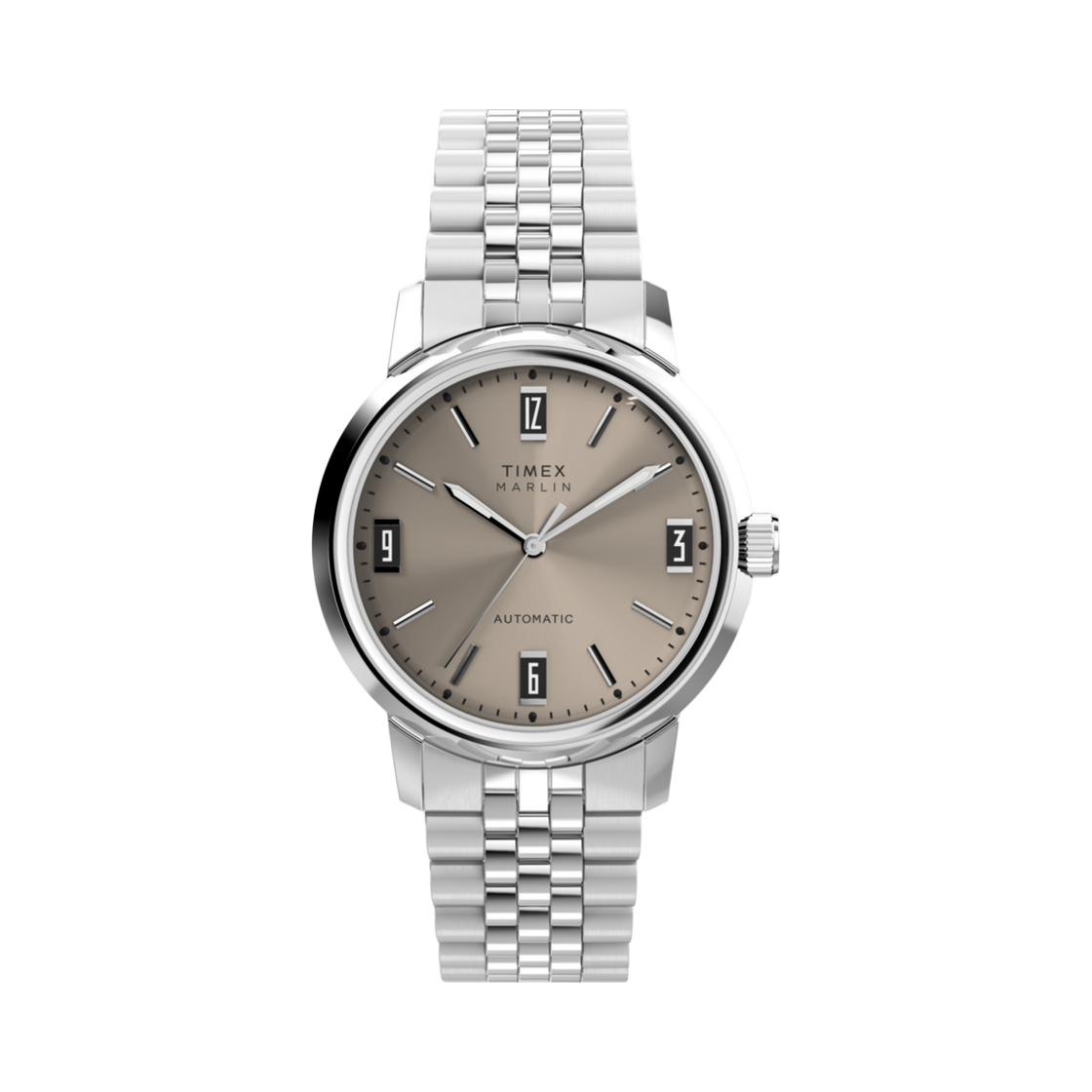 타이맥스 멀린 오토매틱 40mm 스테인레스 스틸 브레이슬릿 워치 스테인레스 스틸 내츄럴(Timex Marlin Automatic 40mm Stainless Steel Bracelet Watch Stainless Steel Natural)