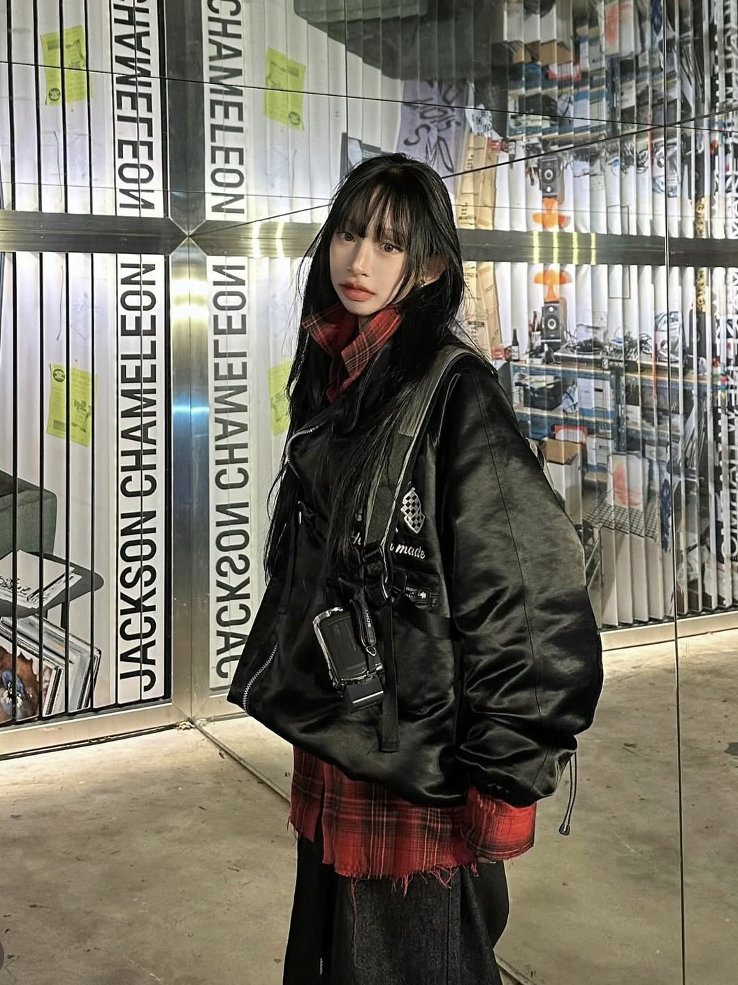 Human Made Racing Jacket Black, Dr. Martens Jadon Boots Black 착용 스타일 - 1