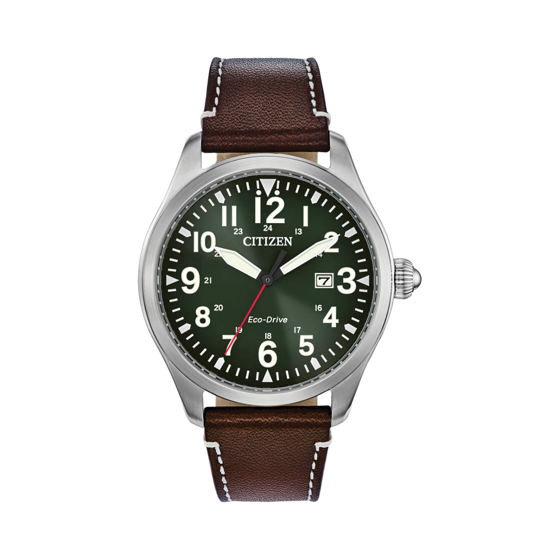 시티즌 에코드라이브 42mm 카프 레더 그린 브라운(Citizen Eco-Drive 42mm Calf Leather Green Brown)
