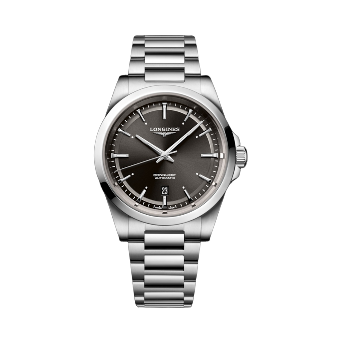 론진 콘퀘스트 오토매틱 41mm 스테인리스 스틸 선레이 블랙(Longines Conquest Automatic 41mm Stainless Steel Sunray Black)
