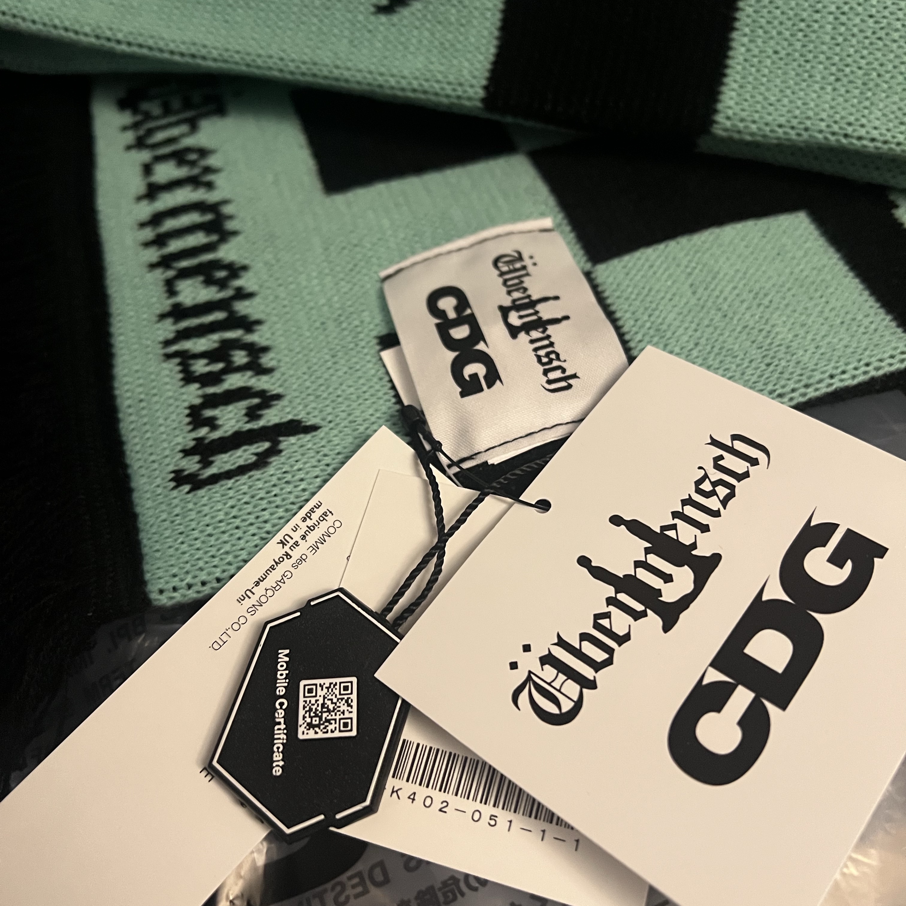 CDG x G-DRAGON Ubermensch CDGDC Checkered Muffler Mint Black 착용 스타일