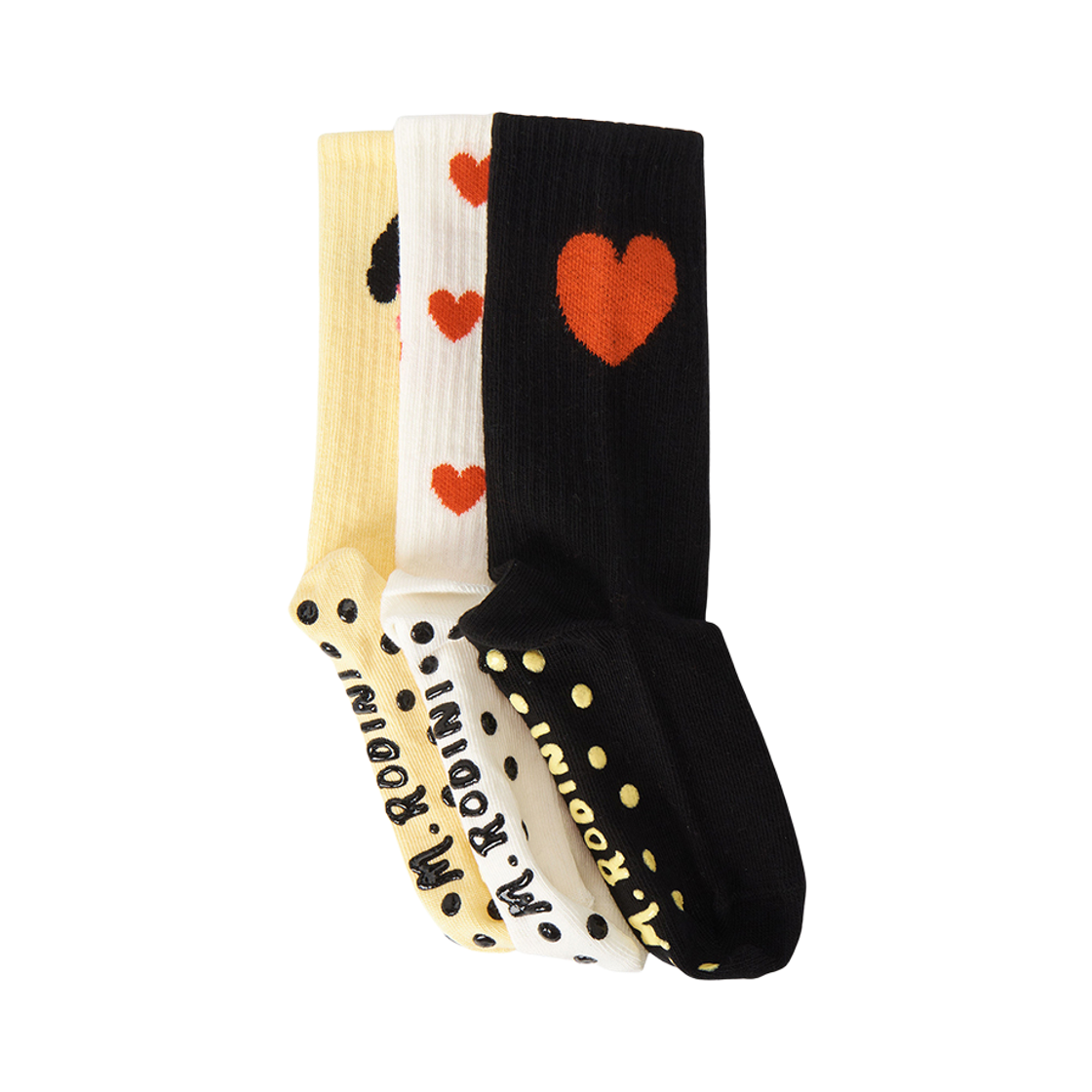 (키즈) 미니 로디니 도기 안티 슬립 삭스 멀티 (3개입)((Kids) Mini Rodini Doggie Anti Slip Socks Multi (3 Pack))
