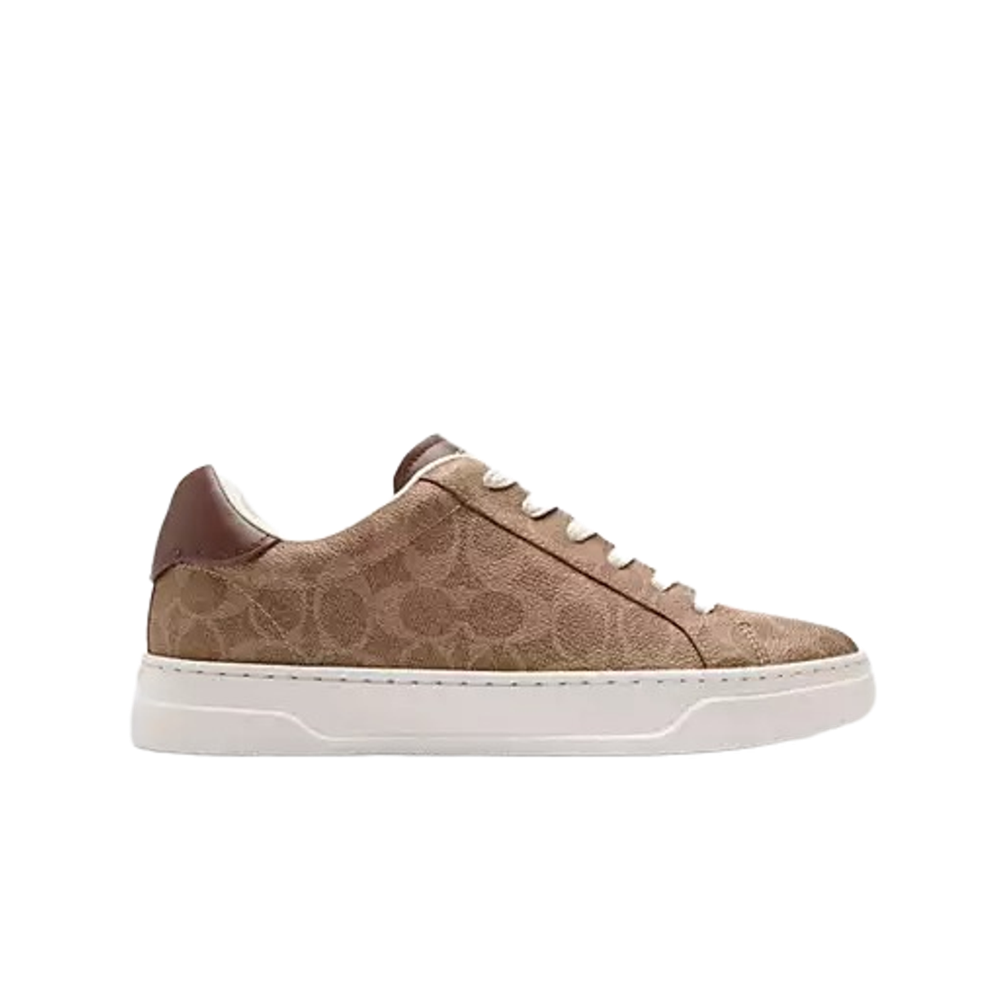 (W) 코치 시그니처 캔버스 하이 라인 스니커즈 브라운 카키((W) Coach High Line Sneakers in Signature Canvas Brown Khaki)