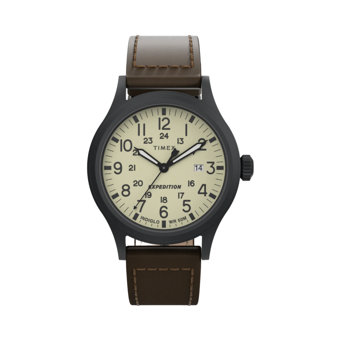 타이맥스 익스페디션 스카우트 40mm 레더 스트랩 워치 브라운 내츄럴(Timex Expedition Scout 40mm Leather Strap Watch Brown Natural)