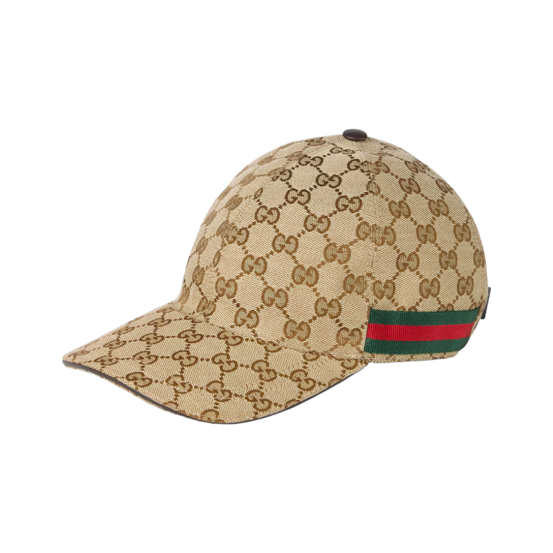 200035-KQWBG-9864 Gucci GG Canvas Baseball Hat with Web Beige Dark Brown