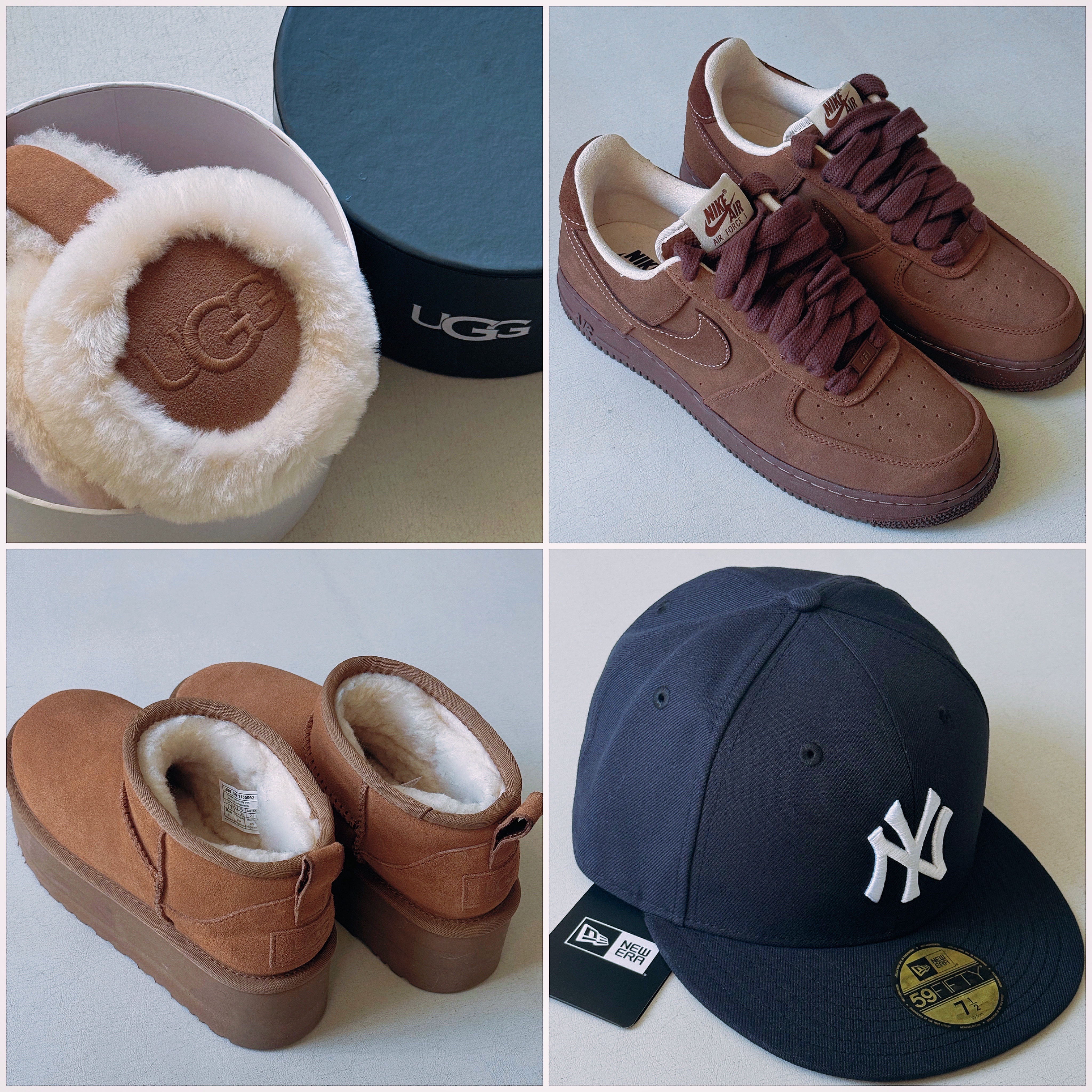 Nike Air Force 1 '07 WB Flax, New Era 59Fifty MLB Authentic New York Yankees Game Navy 착용 스타일