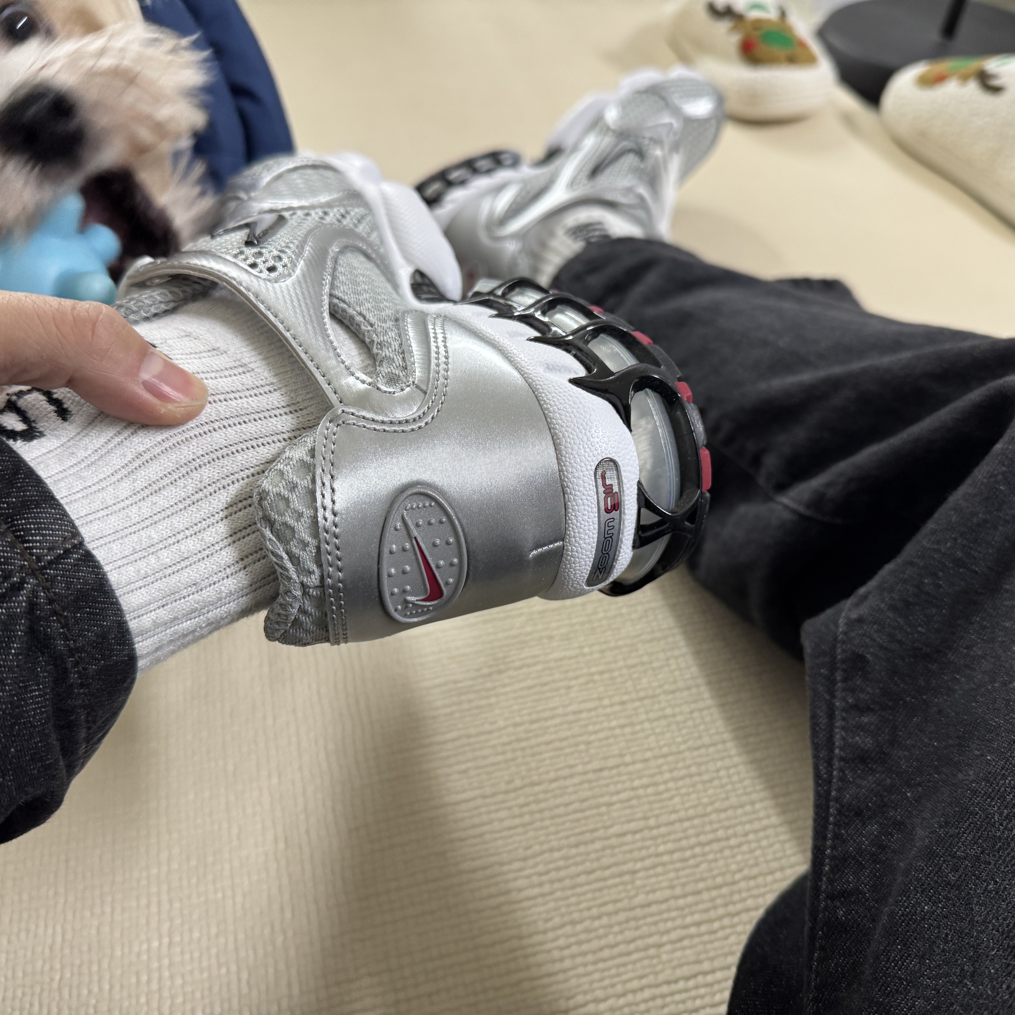 Nike Air Zoom Spiridon Cage 2 Metallic Silver 착용 스타일 - 1
