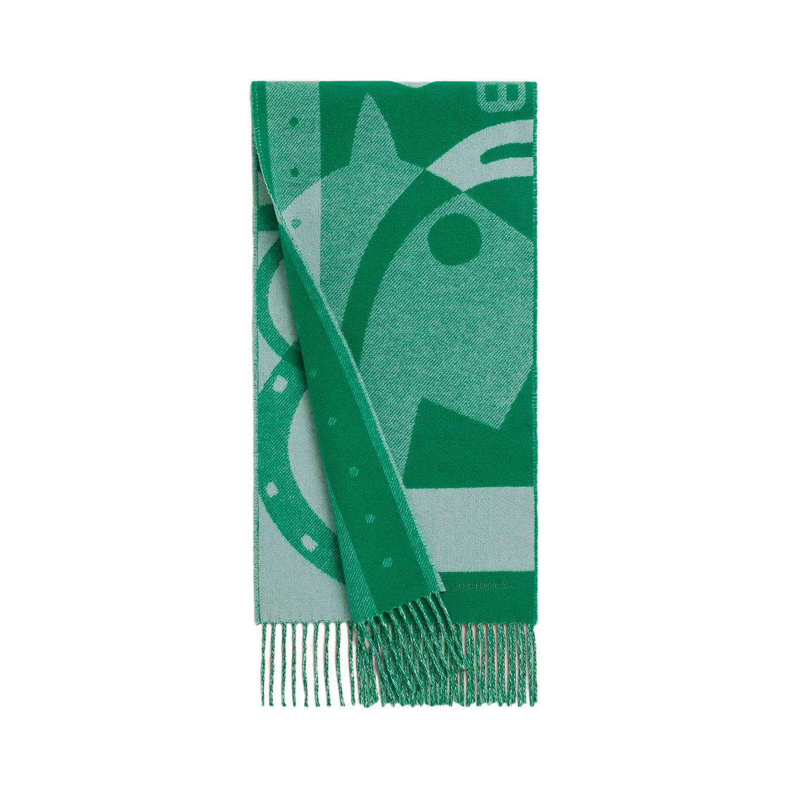 H394849T04 Hermes Ready Steady Go Muffler Cashmere & Menthe Glacier