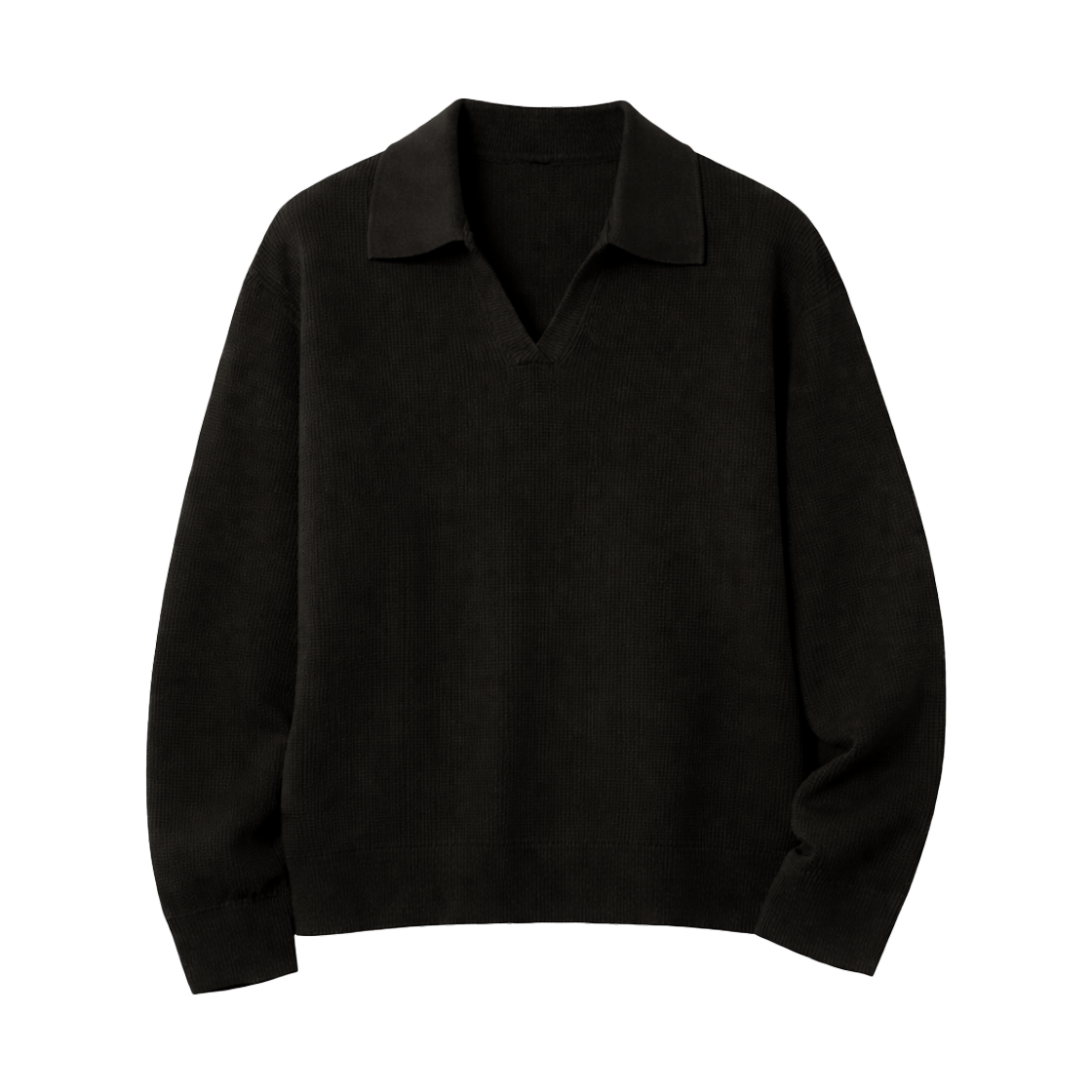 (W) 유니클로 워셔블 니트 폴로 스웨터 블랙 - JP((W) Uniqlo Washable Knit Polo Sweater Black - JP) - 1