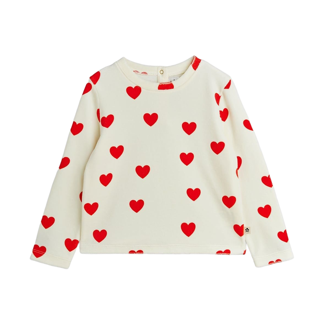 (키즈) 미니 로디니 하트 벨루어 탑 화이트((Kids) Mini Rodini Hearts Velour Top White)