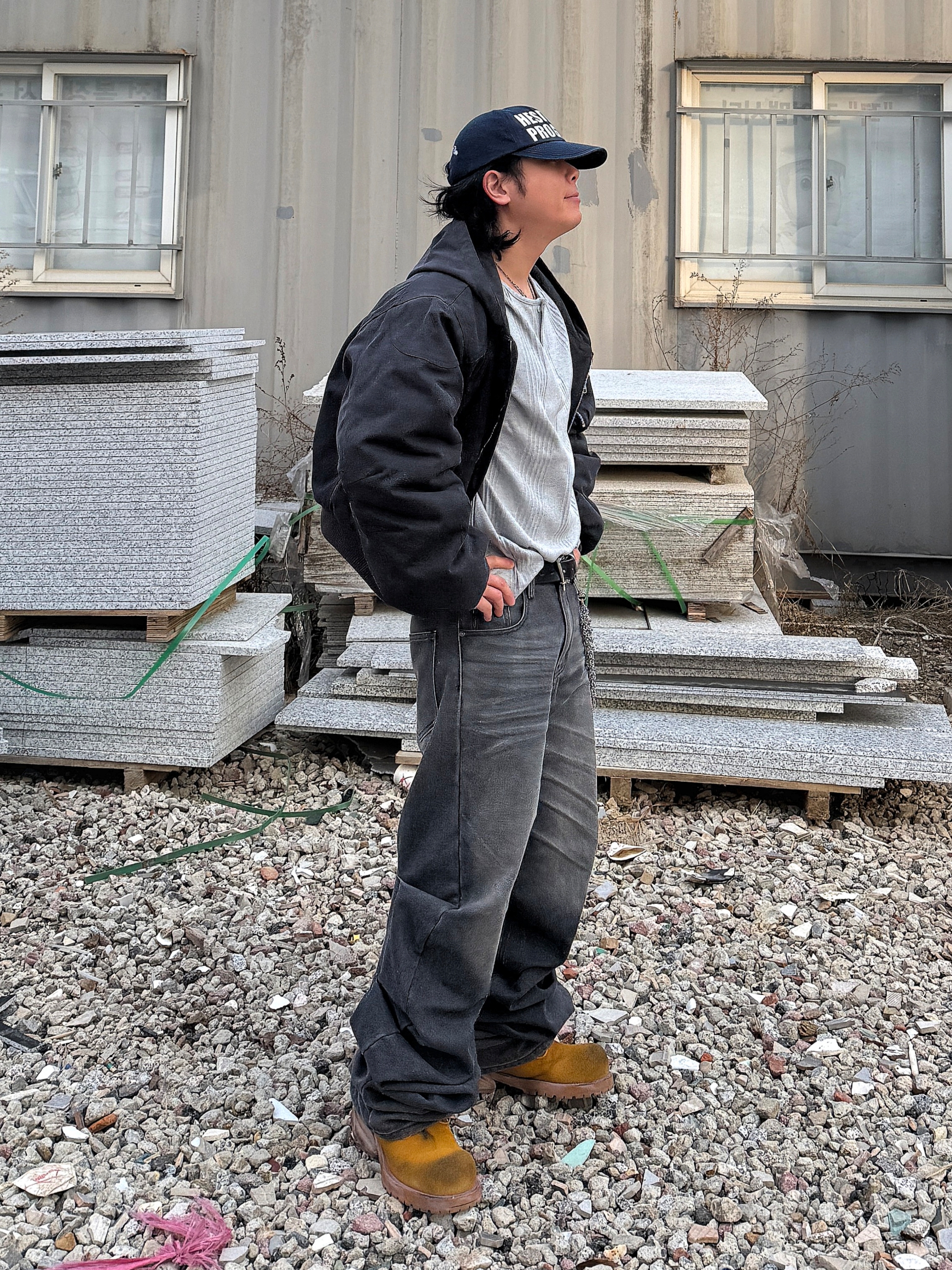 ROARINGRAD Washed Hooded Bomber Ash Black, Remagine Hybrid Derby Shoes Starting Bigger Nasty Wheat 착용 스타일 - 7