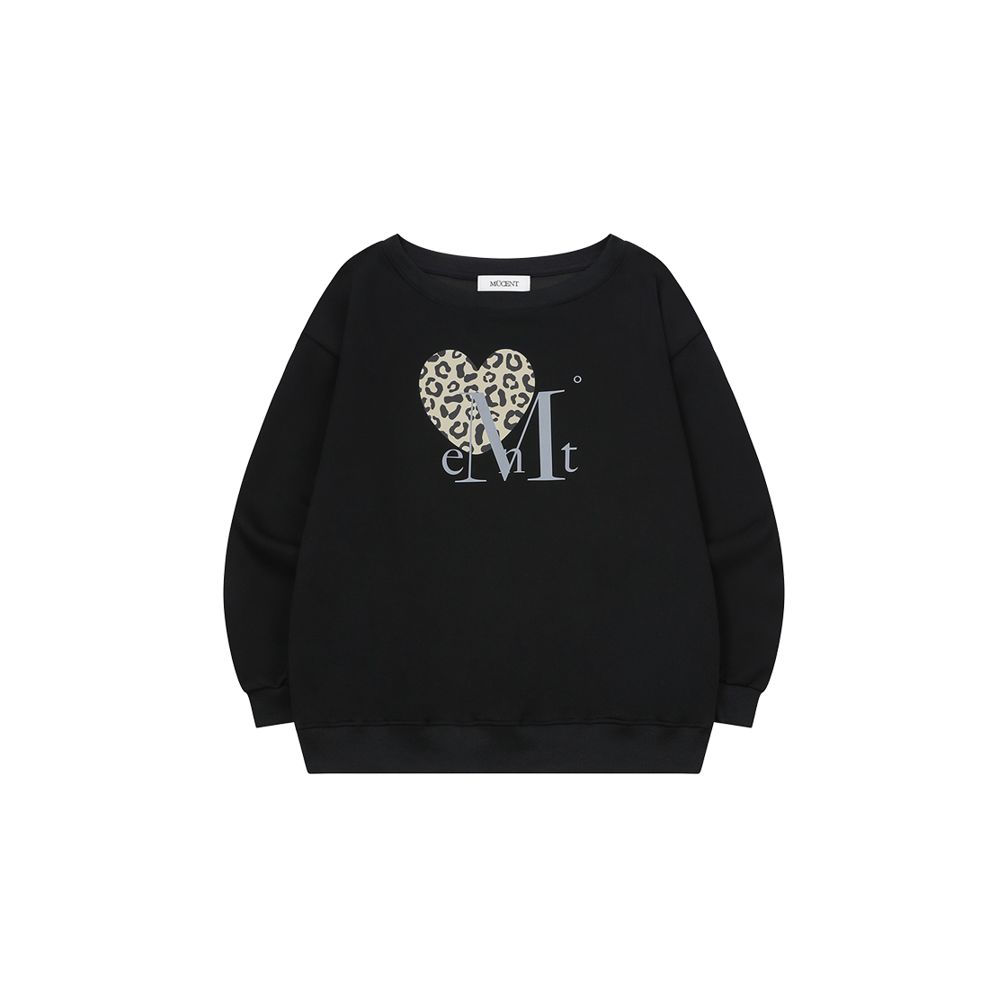 무센트 시에라 호피 하트 원 숄더 맨투맨 (2컬러) 블랙 - 호피 브라운(MUCENT Sierrar Leopard Heart One Shoulder MTM (2Color) Black) - 1