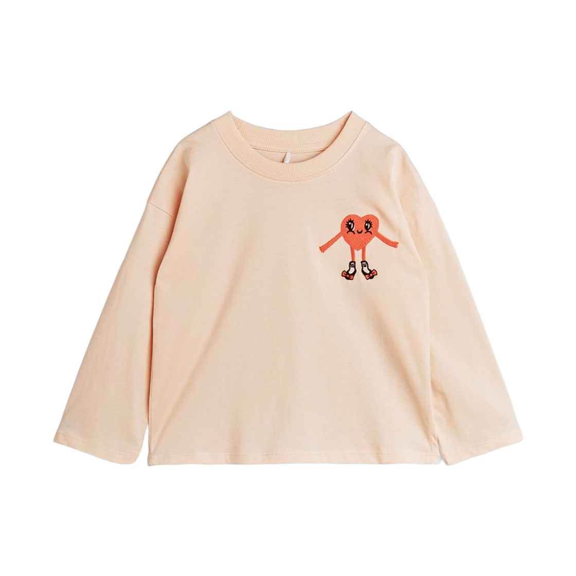 (키즈) 미니 로디니 하트 인 슈즈 롱슬리브 티셔츠 핑크((Kids) Mini Rodini Heart in Shoes Long Sleeve T-Shirt Pink)