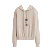 (W) Dior Book Cover Cashmere Silk Blend Hooded Sweatshirt Beige Black