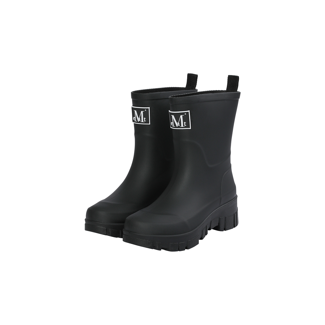 무센트 바델 고무 패치 미들 레인 부츠 블랙(MUCENT Badel Rubber Patch Middle Rain Boots Black)