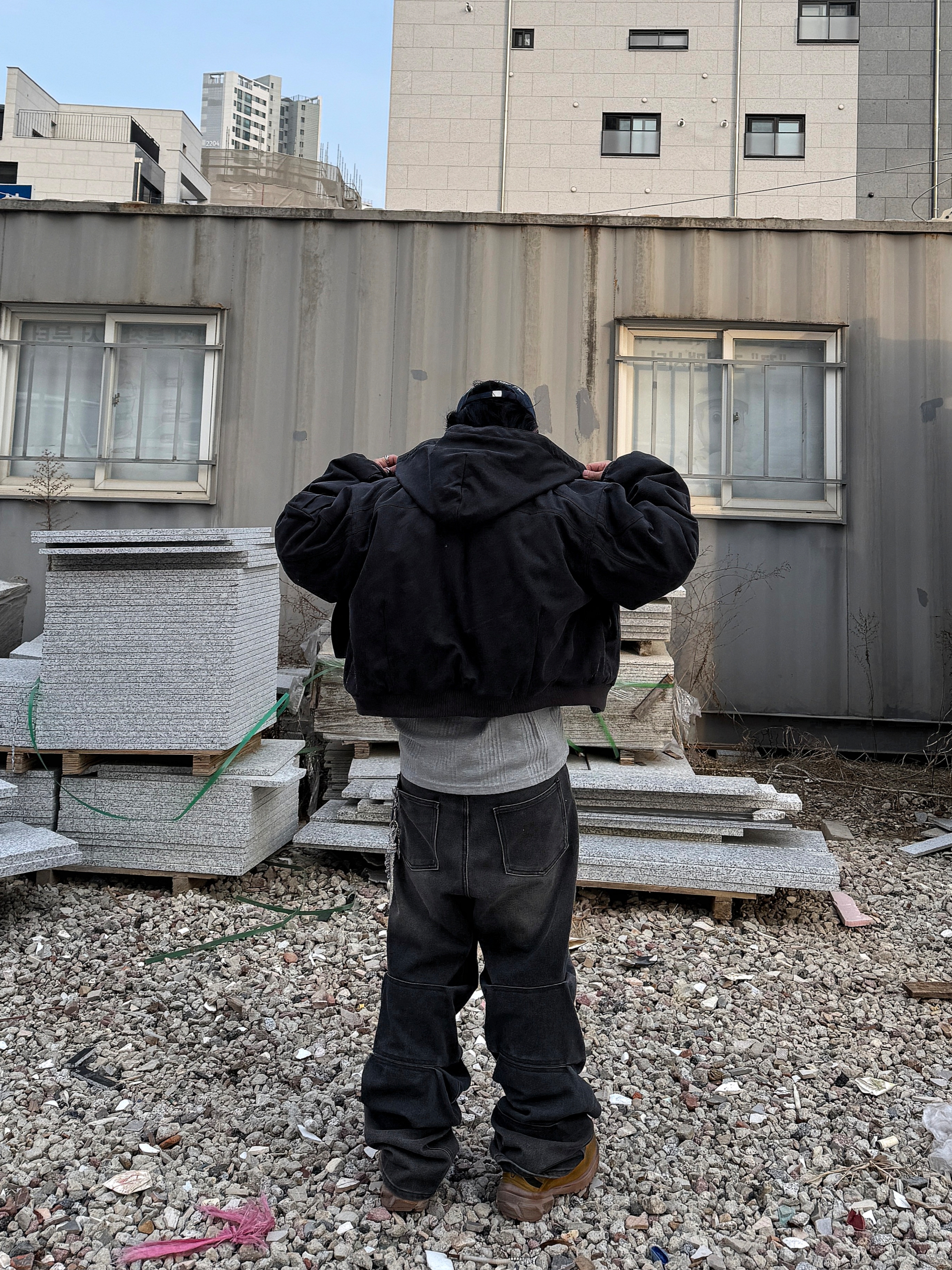 ROARINGRAD Washed Hooded Bomber Ash Black, Remagine Hybrid Derby Shoes Starting Bigger Nasty Wheat 착용 스타일 - 6