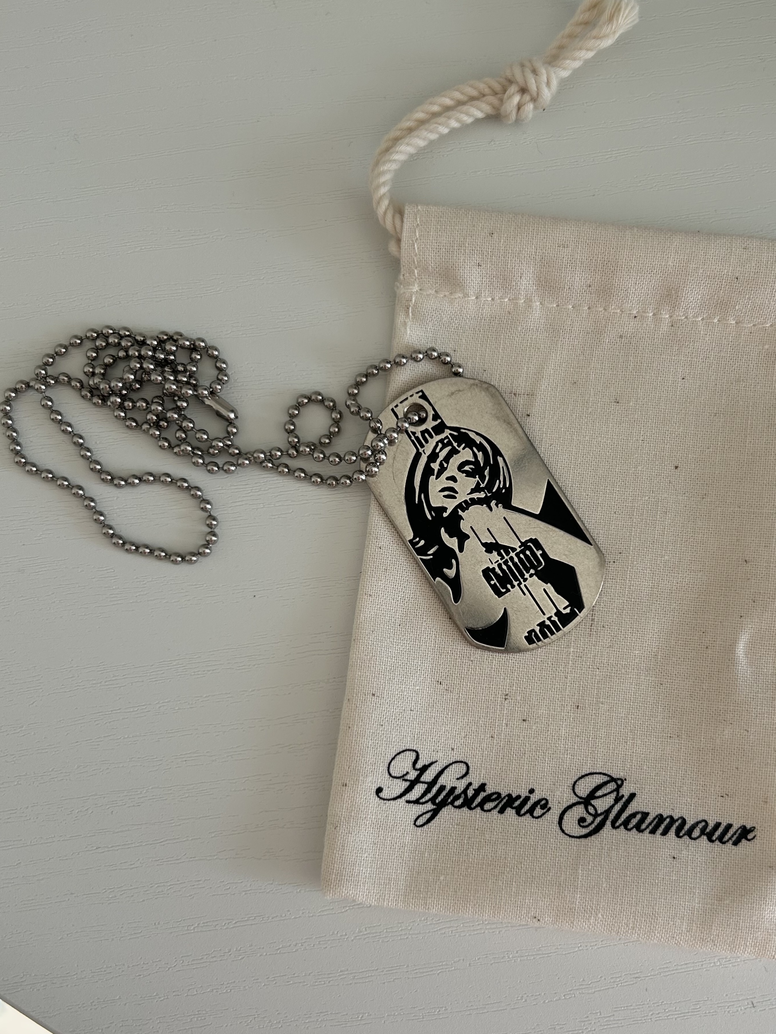 Hysteric Glamour Guitar Girl Ball Chain Necklace Silver 착용 스타일