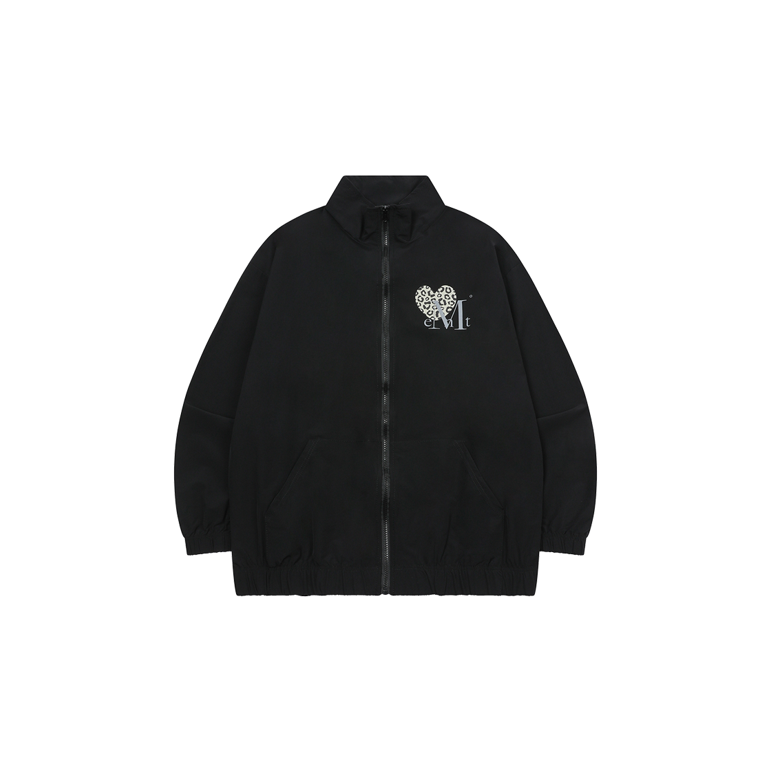 무센트 시에라 호피 하트 바람막이 남녀공용 블랙 - 호피 브라운(MUCENT Sierra Leopard Heart Windbreaker Unisex Black)