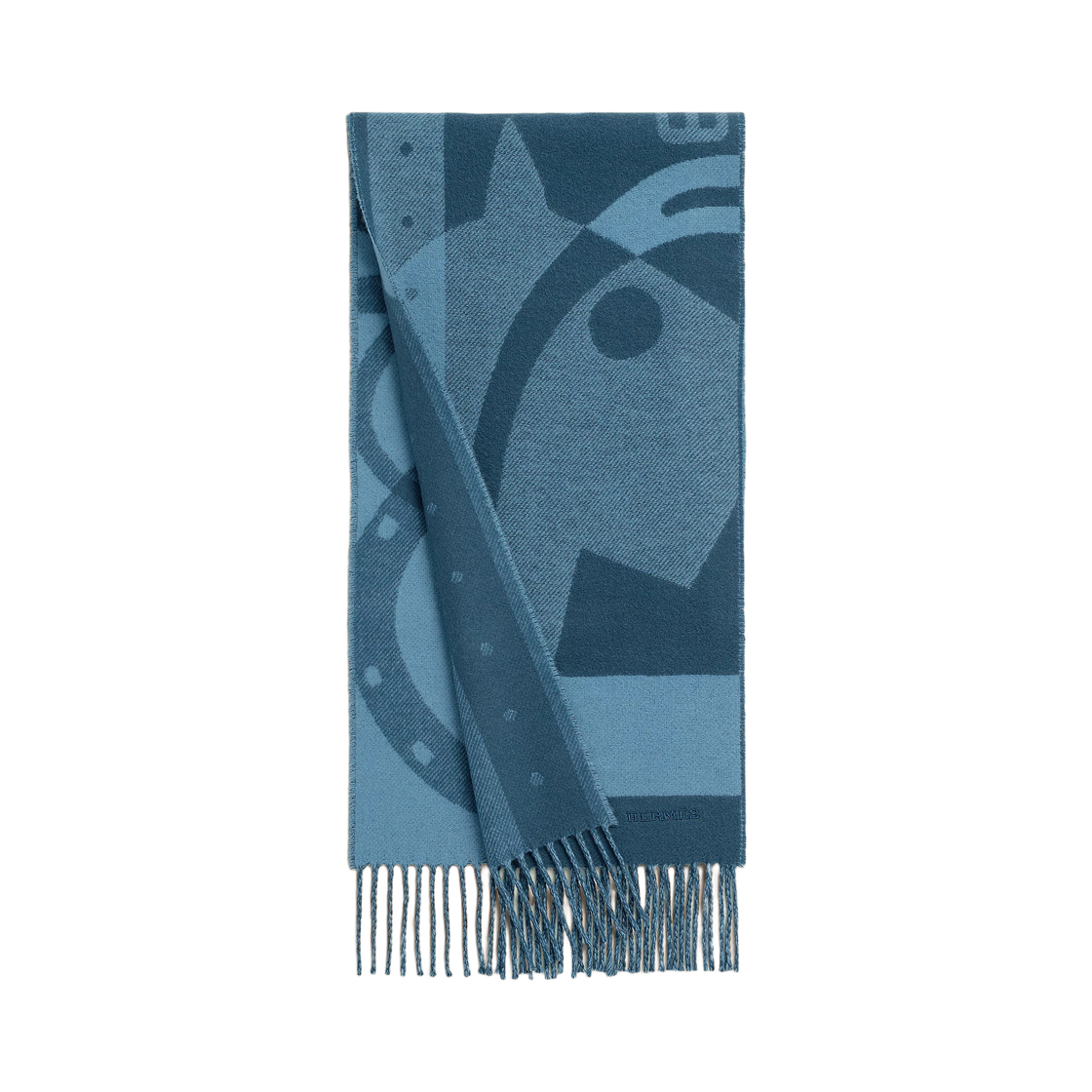 H394849T05 Hermes Ready Steady Go Muffler Cashmere & Indigo Denim