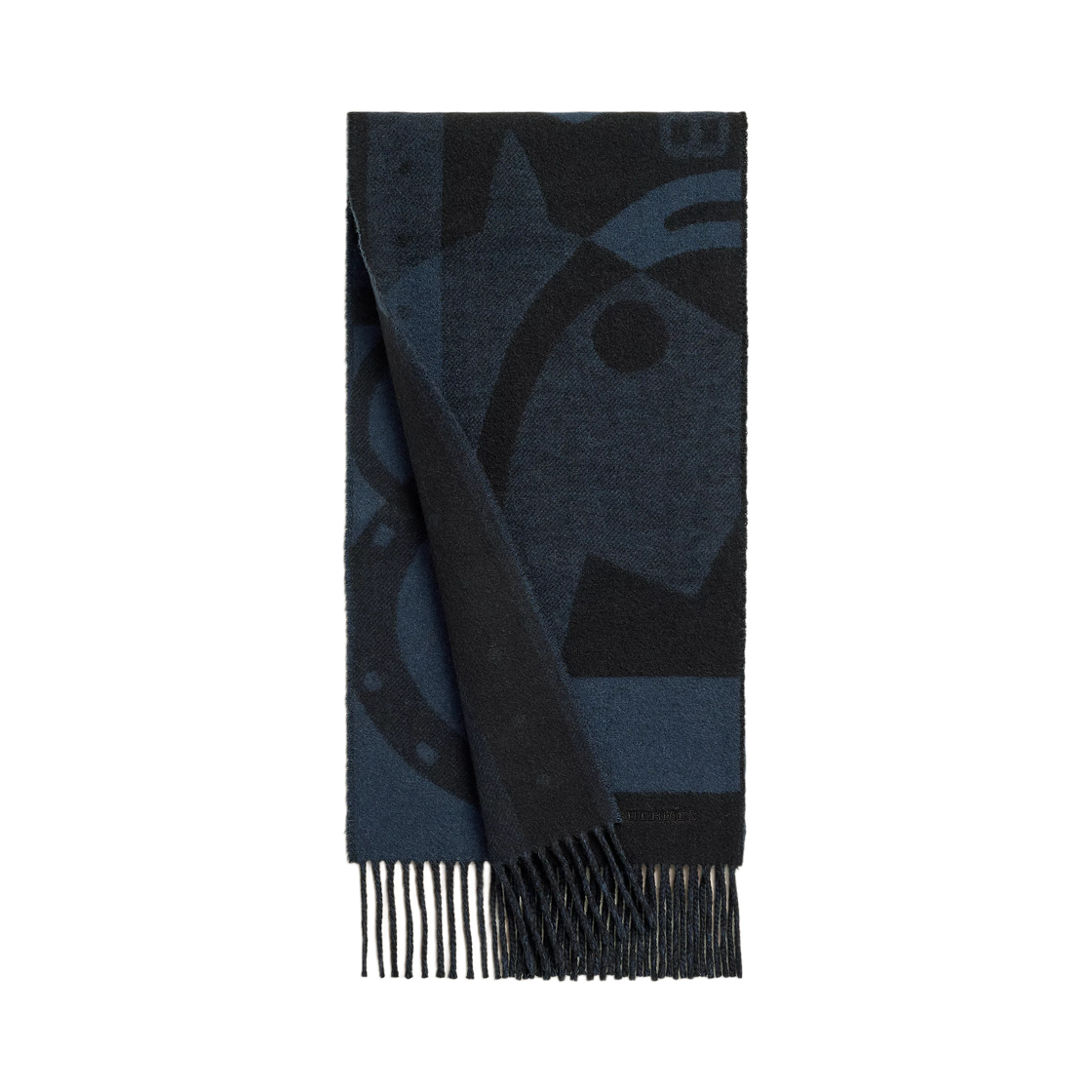 H394849T06 Hermes Ready Steady Go Muffler Cashmere & Noir Bleu Marine