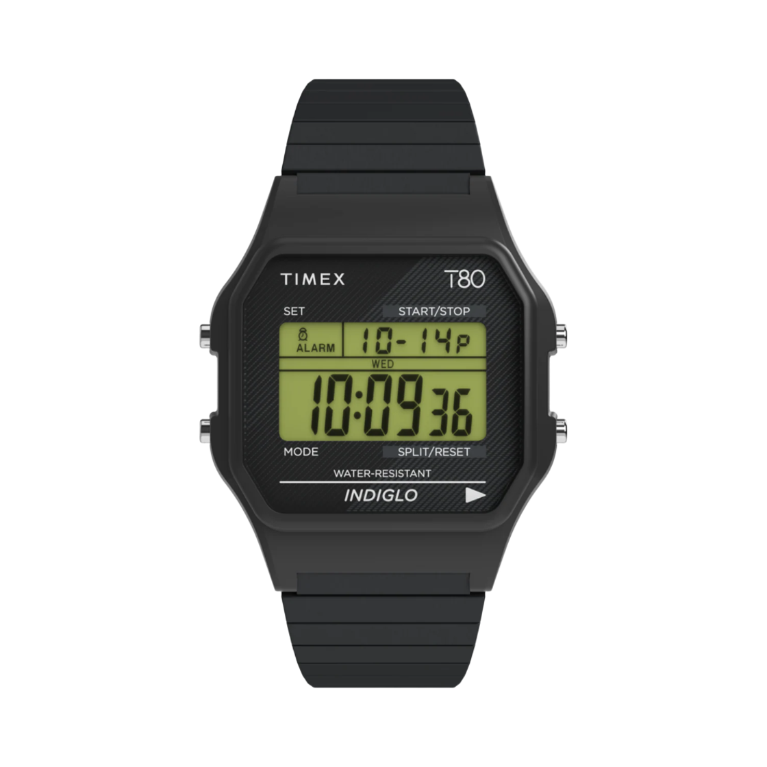 TW2R67000 Timex T80 34mm Stainless Steel Expansion Band Watch Black