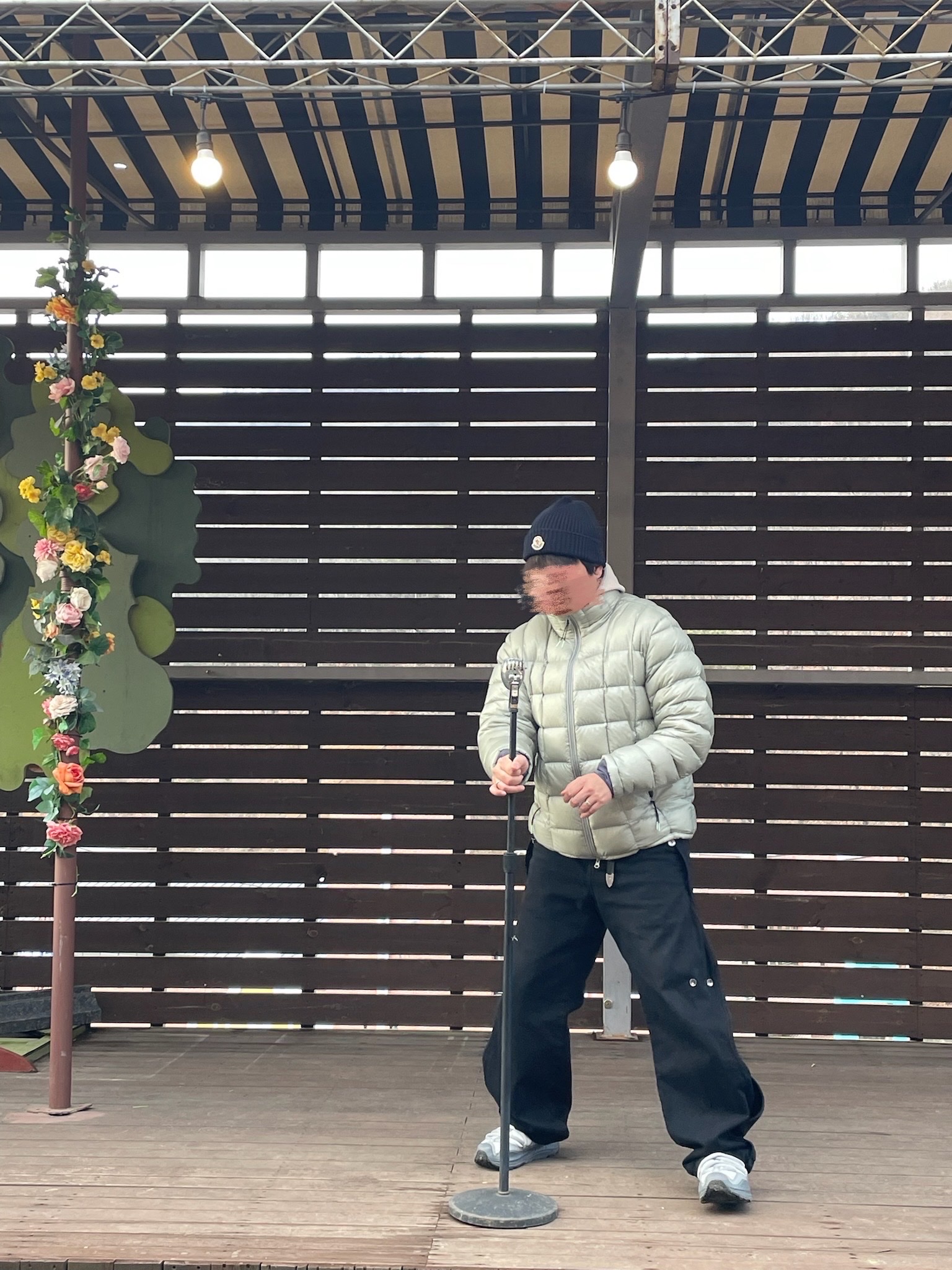 999Humanity Modular Light Goose Puffer Light Grey, Sansan Gear Cotton Wave Pants Black 착용 스타일 - 2